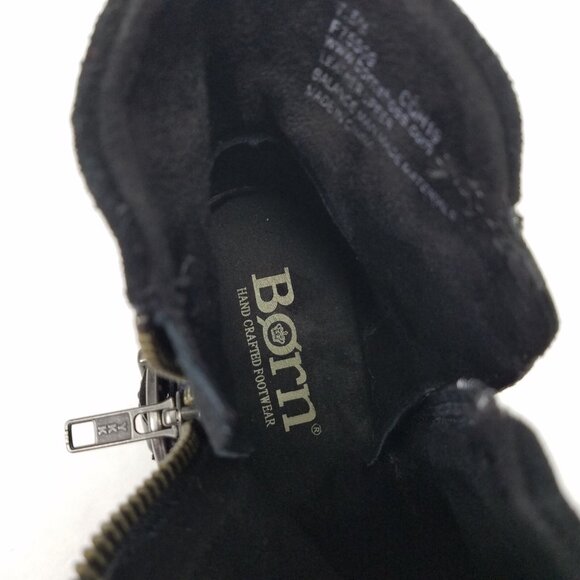 Born Korita Western Boot Women's 7.5 Black Leather Suede Zip Sides Buckle Heel - Picture 13 of 16